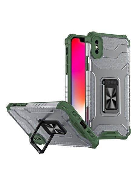 Crystal Ring Case šarvuotas hibridinis korpuso dangtelis + magnetinis laikiklis iPhone XS Max žalias Crystal Ring Case šarvuotas hibridinis korpuso dangtelis + magnetinis laikiklis iPhone XS Max žalias