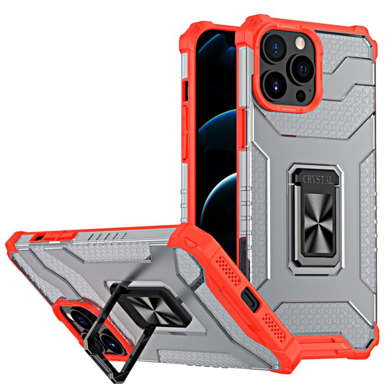 Crystal Ring Case šarvuotas hibridinis korpuso dangtelis + magnetinis laikiklis iPhone 11 Pro raudonas