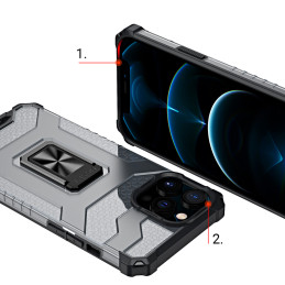 Crystal Ring Case šarvuotas hibridinis korpuso dangtelis + magnetinis laikiklis iPhone 11 Pro mėlynas