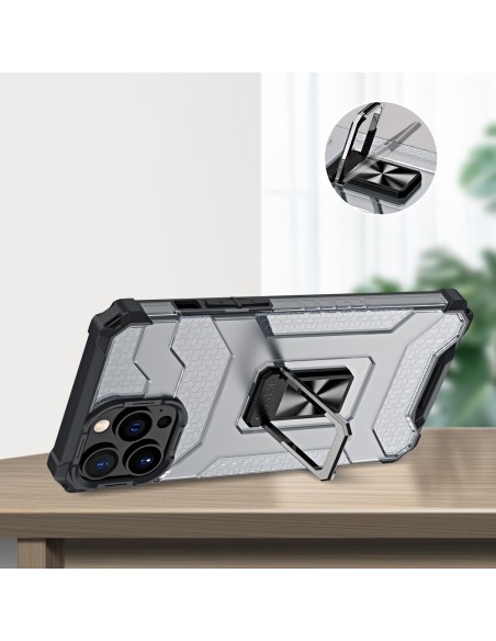 Crystal Ring Case šarvuotas hibridinis korpuso dangtelis + magnetinis laikiklis iPhone 11 Pro mėlynas