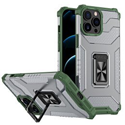 Crystal Ring Case šarvuotas hibridinis korpuso dangtelis + magnetinis laikiklis iPhone 11 Pro Max žalias