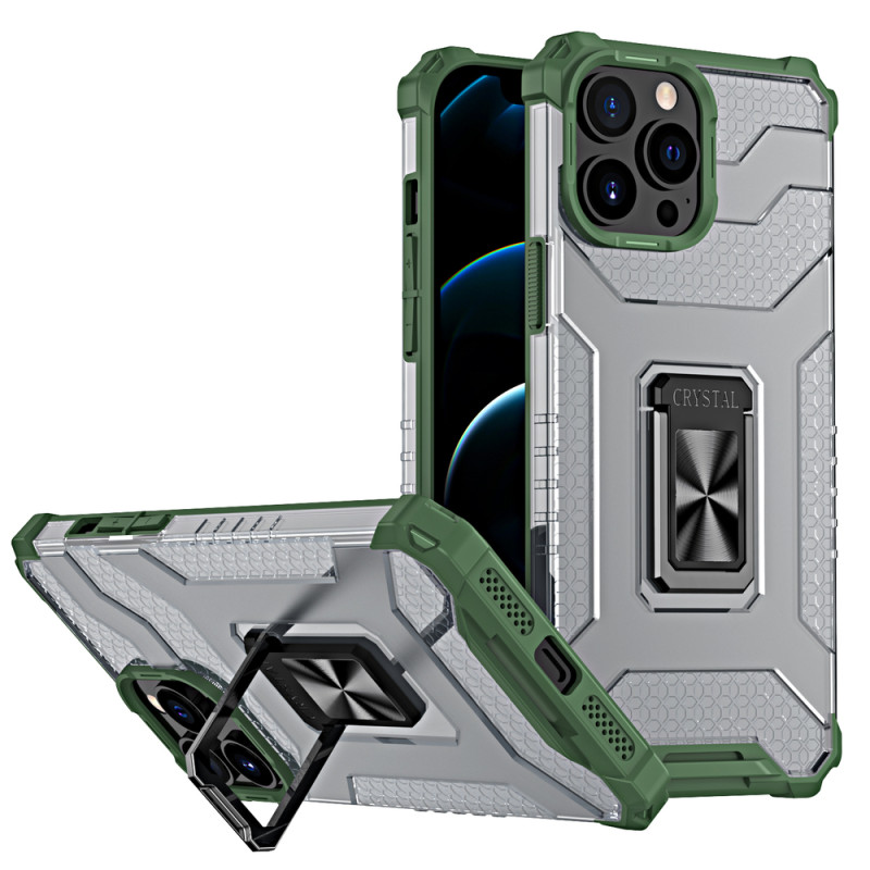 Crystal Ring Case šarvuotas hibridinis korpuso dangtelis + magnetinis laikiklis iPhone 11 Pro Max žalias