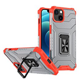 Crystal Ring Case šarvuotas hibridinis korpuso dangtelis + magnetinis laikiklis iPhone 12 mini raudonas
