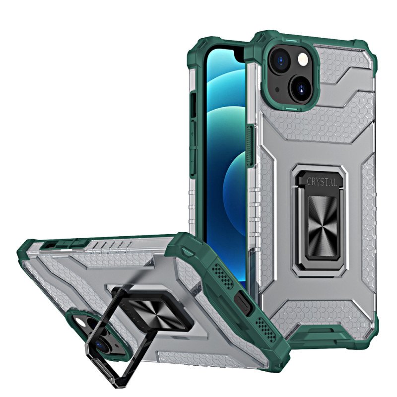 Crystal Ring Case šarvuotas hibridinis korpuso dangtelis + magnetinis laikiklis iPhone 12 mini žalia