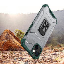Crystal Ring Case šarvuotas hibridinis korpuso dangtelis + magnetinis laikiklis iPhone 12 mini žalia