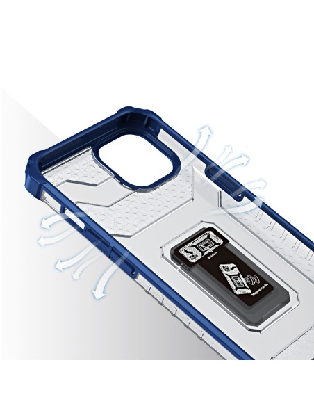 Crystal Ring Case šarvuotas hibridinis korpuso dangtelis + magnetinis laikiklis iPhone 12 mini mėlynas