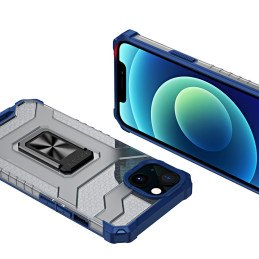 Crystal Ring Case šarvuotas hibridinis korpuso dangtelis + magnetinis laikiklis iPhone 12 mini mėlynas