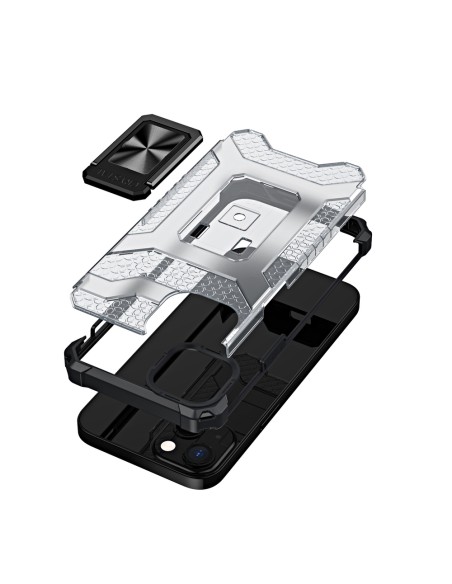 Crystal Ring Case šarvuotas hibridinis korpuso dangtelis + magnetinis laikiklis iPhone 12 juodas