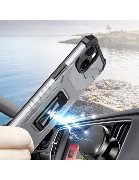 Crystal Ring Case šarvuotas hibridinis korpuso dangtelis + magnetinis laikiklis iPhone 12 juodas