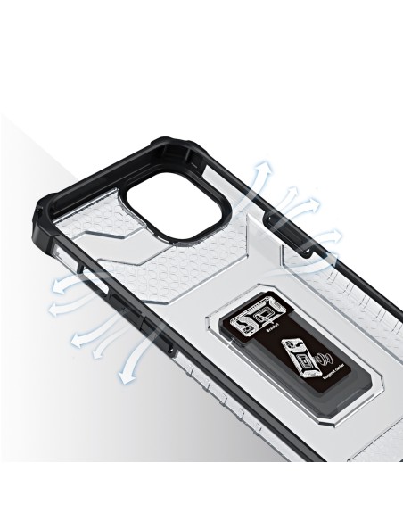 Crystal Ring Case šarvuotas hibridinis korpuso dangtelis + magnetinis laikiklis iPhone 12 juodas
