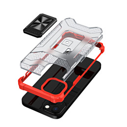Crystal Ring Case šarvuotas hibridinis korpuso dangtelis + magnetinis laikiklis iPhone 12 raudonas