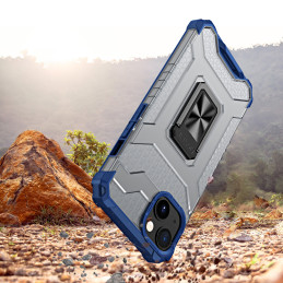 Crystal Ring Case šarvuotas hibridinis korpuso dangtelis + magnetinis laikiklis iPhone 12 mėlynas