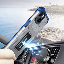 Crystal Ring Case šarvuotas hibridinis korpuso dangtelis + magnetinis laikiklis iPhone 12 mėlynas