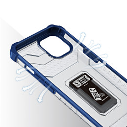 Crystal Ring Case šarvuotas hibridinis korpuso dangtelis + magnetinis laikiklis iPhone 12 mėlynas