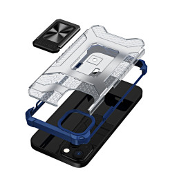 Crystal Ring Case šarvuotas hibridinis korpuso dangtelis + magnetinis laikiklis iPhone 12 mėlynas