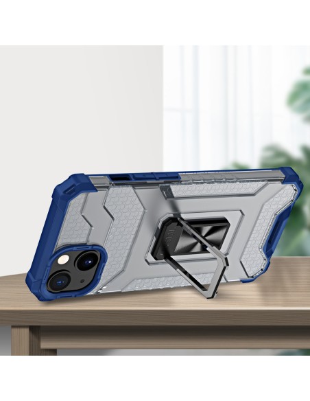 Crystal Ring Case šarvuotas hibridinis korpuso dangtelis + magnetinis laikiklis iPhone 12 mėlynas