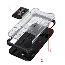 Crystal Ring Case šarvuotas hibridinis korpuso dangtelis + magnetinis laikiklis iPhone 12 Pro juodas