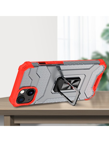 Crystal Ring Case šarvuotas hibridinis korpuso dangtelis + magnetinis laikiklis iPhone 13 mini raudonas