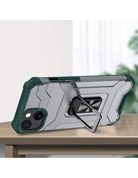 Crystal Ring Case šarvuotas hibridinis korpuso dangtelis + magnetinis laikiklis iPhone 13 mini žalias