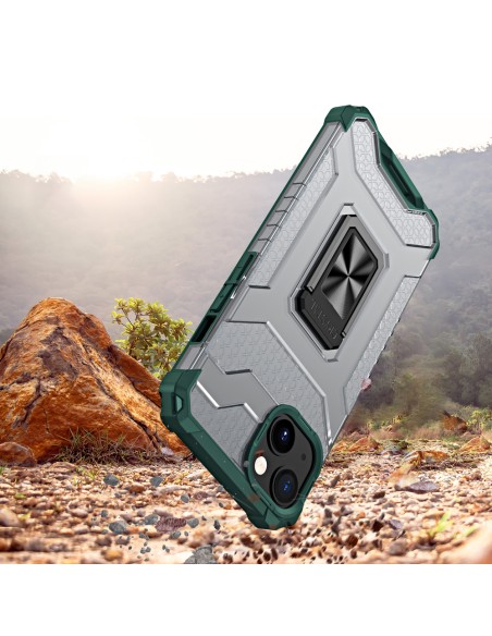 Crystal Ring Case šarvuotas hibridinis korpuso dangtelis + magnetinis laikiklis iPhone 13 mini žalias