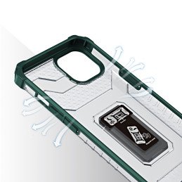 Crystal Ring Case šarvuotas hibridinis korpuso dangtelis + magnetinis laikiklis iPhone 13 mini žalias