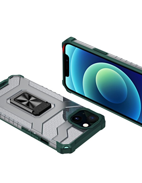 Crystal Ring Case šarvuotas hibridinis korpuso dangtelis + magnetinis laikiklis iPhone 13 mini žalias