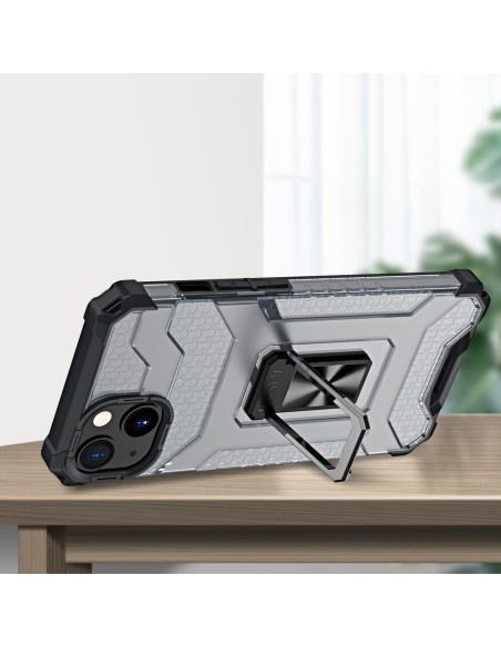 Crystal Ring Case šarvuotas hibridinis korpuso dangtelis + magnetinis laikiklis iPhone 13 juodas