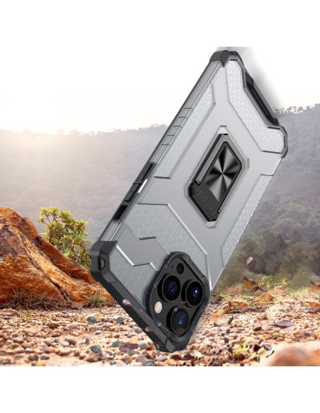 Crystal Ring Case šarvuotas hibridinis korpuso dangtelis + magnetinis laikiklis iPhone 13 Pro žalias