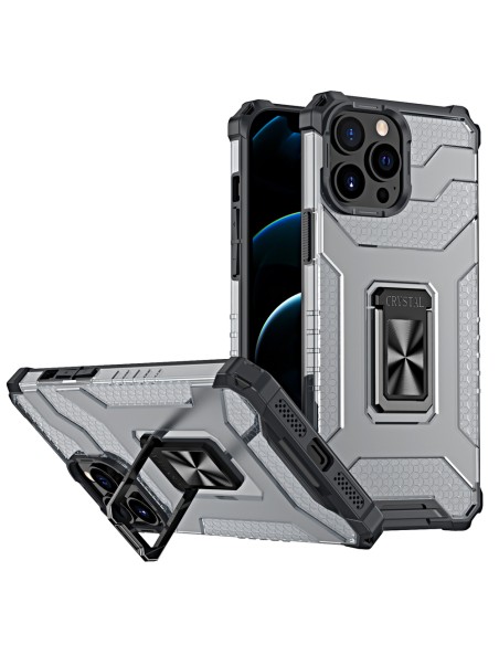 Crystal Ring Case šarvuotas hibridinis korpuso dangtelis + magnetinis laikiklis iPhone 13 Pro Max juodas