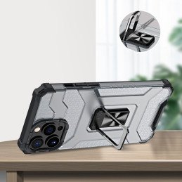 Crystal Ring Case šarvuotas hibridinis korpuso dangtelis + magnetinis laikiklis iPhone 13 Pro Max mėlynas