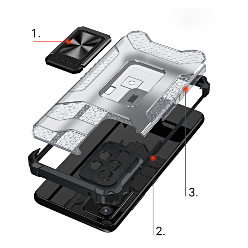 Crystal Ring Case šarvuotas hibridinis korpuso dangtelis + magnetinis laikiklis Samsung Galaxy A72 4G juodas