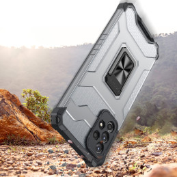 Crystal Ring Case šarvuotas hibridinis korpuso dangtelis + magnetinis laikiklis Samsung Galaxy A72 4G juodas