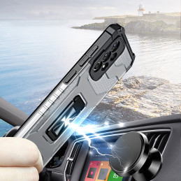 Crystal Ring Case šarvuotas hibridinis korpuso dangtelis + magnetinis laikiklis Samsung Galaxy A72 4G juodas