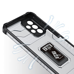 Crystal Ring Case šarvuotas hibridinis korpuso dangtelis + magnetinis laikiklis Samsung Galaxy A72 4G juodas