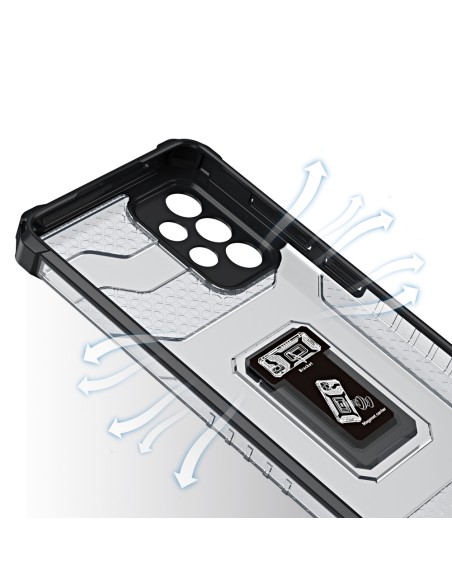 Crystal Ring Case šarvuotas hibridinis korpuso dangtelis + magnetinis laikiklis Samsung Galaxy A72 4G raudonas