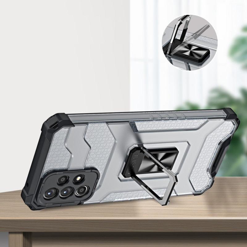 Crystal Ring Case šarvuotas hibridinis korpuso dangtelis + magnetinis laikiklis Samsung Galaxy A72 4G raudonas