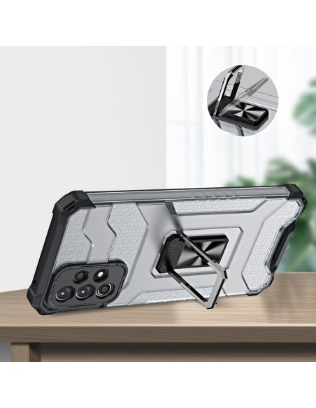 Crystal Ring Case šarvuotas hibridinis korpuso dangtelis + magnetinis laikiklis Samsung Galaxy A72 4G raudonas