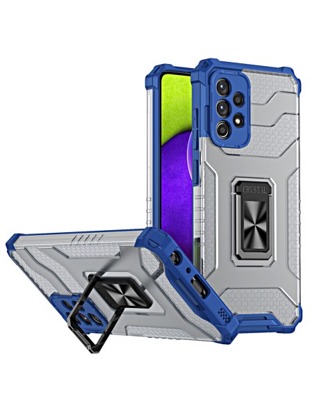 Crystal Ring Case šarvuotas hibridinis korpuso dangtelis + magnetinis laikiklis Samsung Galaxy A72 4G mėlynas Crystal Ring Case šarvuotas hibridinis korpuso dangtelis + magnetinis laikiklis Samsung Galaxy A72 4G mėlynas