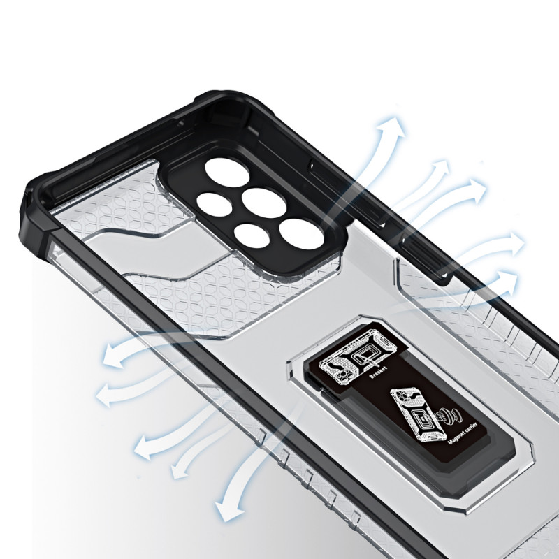 Crystal Ring Case šarvuotas hibridinis korpuso dangtelis + magnetinis laikiklis Samsung Galaxy A72 4G mėlynas