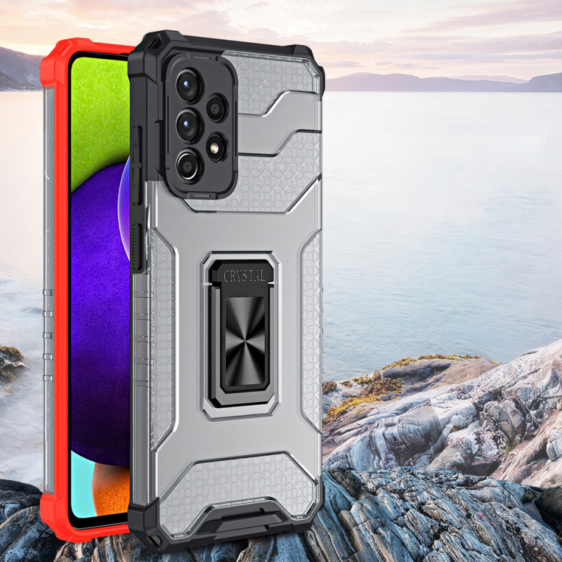 Crystal Ring Case šarvuotas hibridinis korpuso dangtelis + magnetinis laikiklis Samsung Galaxy A72 4G žalia