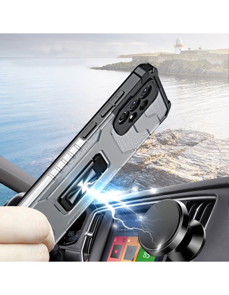 Crystal Ring Case šarvuotas hibridinis korpuso dangtelis + magnetinis laikiklis Samsung Galaxy A72 4G žalia