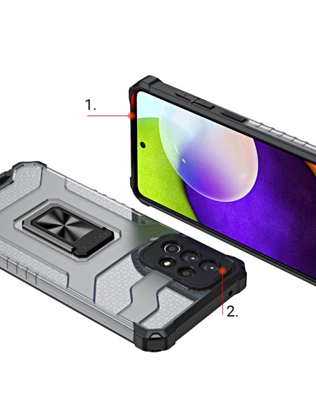 Crystal Ring Case šarvuotas hibridinis korpuso dangtelis + magnetinis laikiklis Samsung Galaxy A72 4G žalia