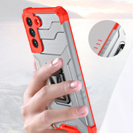Crystal Ring Case šarvuotas hibridinis korpuso dangtelis + magnetinis laikiklis Samsung Galaxy S21+ 5G (S21 Plus 5G) juo...