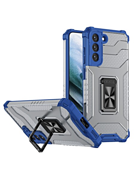 Crystal Ring Case šarvuotas hibridinis korpuso dangtelis + magnetinis laikiklis Samsung Galaxy S21+ 5G (S21 Plus 5G) mėl...