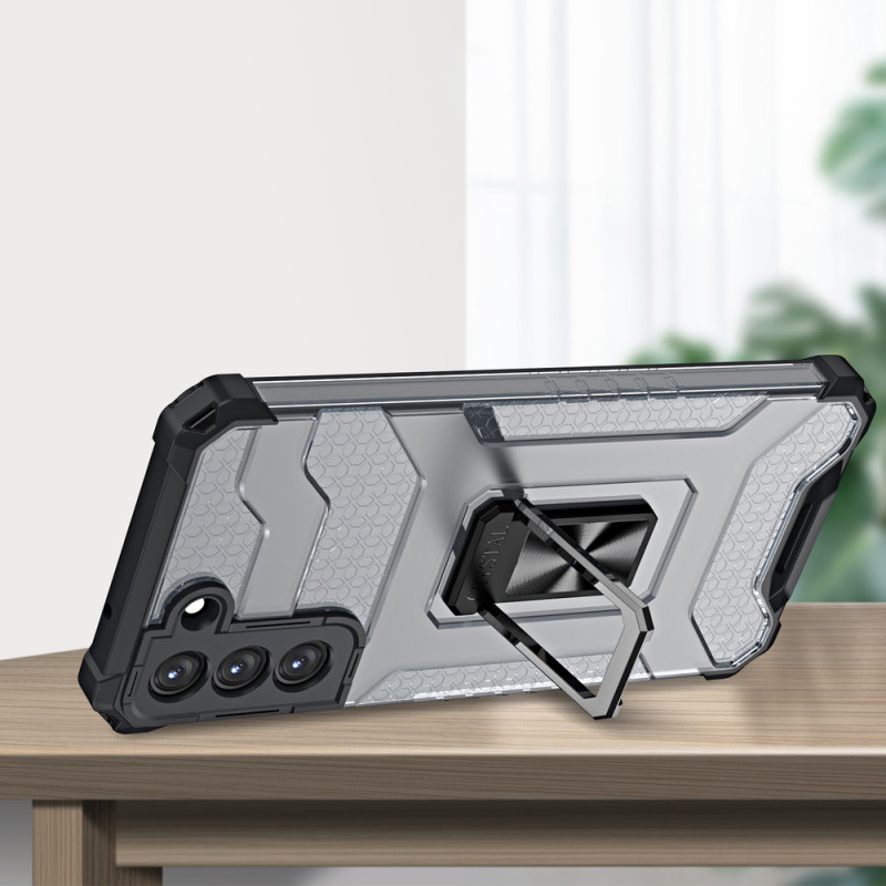 Crystal Ring Case šarvuotas hibridinis korpuso dangtelis + magnetinis laikiklis Samsung Galaxy S21+ 5G (S21 Plus 5G) mėl...