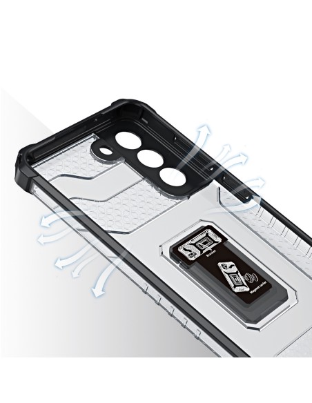 Crystal Ring Case šarvuotas hibridinis korpuso dangtelis + magnetinis laikiklis Samsung Galaxy S21+ 5G (S21 Plus 5G) mėl...