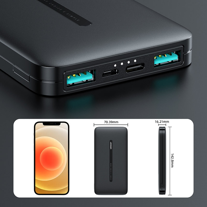 Joyroom Powerbank 10000mAh 2.1A 2x USB juoda (JR-T012 black)