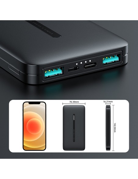 Joyroom Powerbank 10000mAh 2.1A 2x USB juoda (JR-T012 black) Joyroom Powerbank 10000mAh 2.1A 2x USB juoda (JR-T012 black)