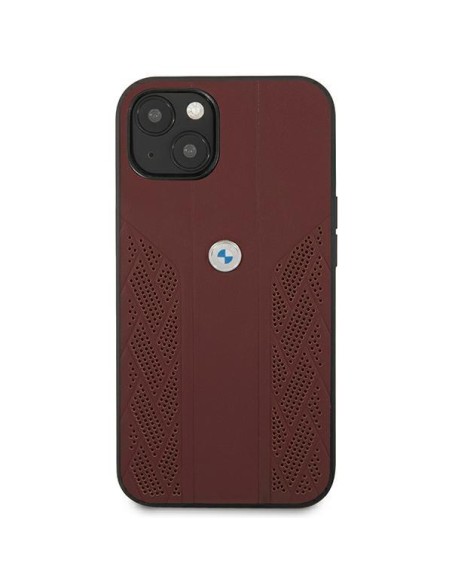 BMW Leather Curve Perforate dėklas iPhone 13 - raudonas BMW Leather Curve Perforate dėklas iPhone 13 - raudonas