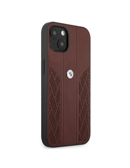 BMW Leather Curve Perforate dėklas iPhone 13 - raudonas BMW Leather Curve Perforate dėklas iPhone 13 - raudonas